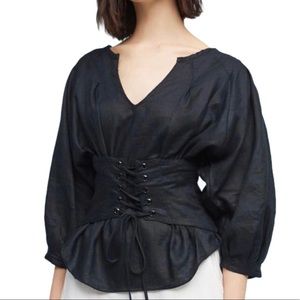 Akemi + Kin Black Corset Top (Linen Renaissance Critical Role Cosplay)